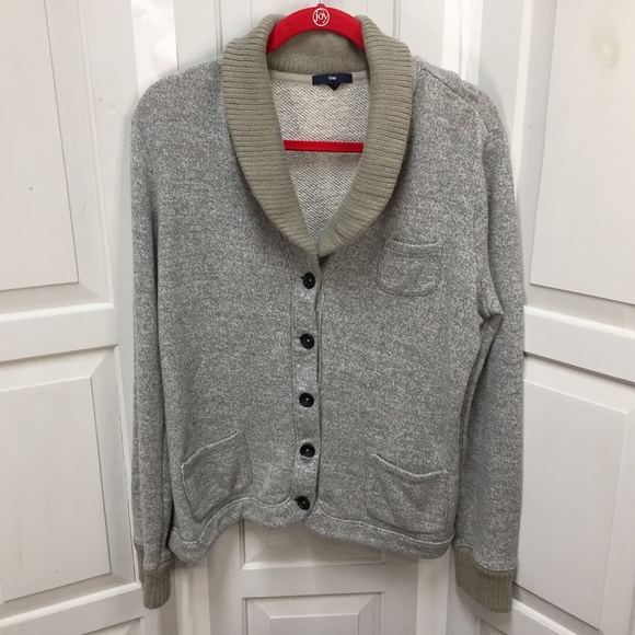 GAP Gray Button Down Knit Jacket - Picture 1 of 16
